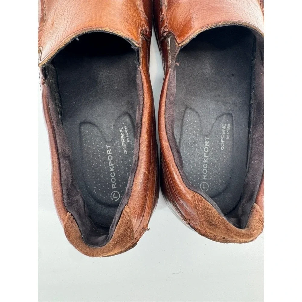 Rockport Mens prowalker Brown Leather Slip On Loafers adiPRENE Shoes Size 9 M